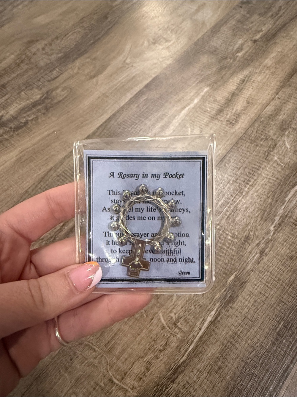 Pocket Rosary Keychain - Gold Beads
